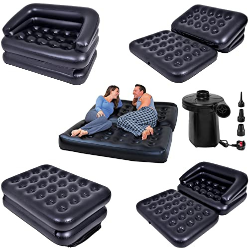 Crystals Multipurpose Double Inflatable Sofa Bed with Pump for Camping and Outdoor Use