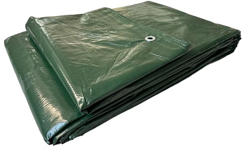 Telo Telone Occhiellato Antistrappo Impermeabile per coperture Polietilene Multiuso (8x10 metri, Verde 120 gr/mq)