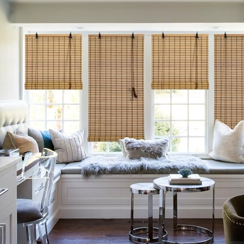 Cy.curtain bright Estor de Bambú Enrollable para Interiores, Cortina Persiana de Madera, Protección Solar y Privacidad, para Ventana y Puerta 120x250