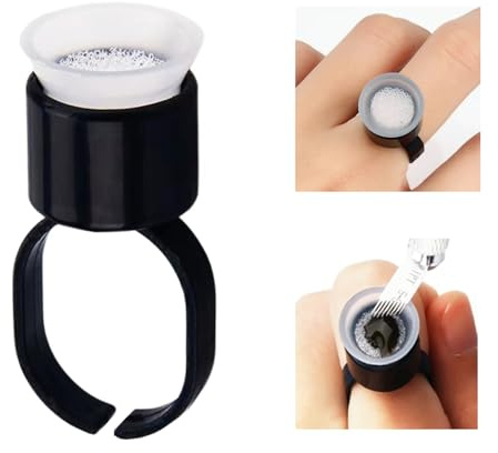 FKDG Lot de 50 gobelets d'encre de tatouage avec éponge, support de colle à cils, anneaux pigmentés, capuchons d'encre, fournitures de maquillage permanentes pour adultes