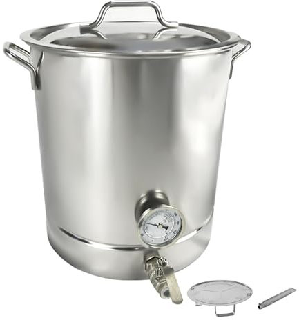 304 Edelstahl Hausgebräu Kessel Stock Pot Heimbrauerei Topf Mit Ventil, Doppelte Filtrierung, Thermometer Und Filter Zum Brauen (30-60L), 60L
