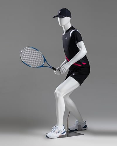 Schaufensterpuppe Männliche / Weibliche Sportschaufensterpuppe Weiß, Badminton-Tennis-Haltungspuppenmodell Ganzkörper, Schaufensterpuppen-Torso für Die Präsentation von Sportkleidung ( Color : Male )