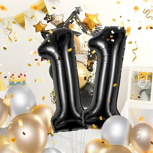 Palloncini compleanno 11 anni-40 pollici-Decorazioni Nero compleanno di un ragazzo e una ragazza di 11 anni-Pallone gonfiabile in foil 11 anni