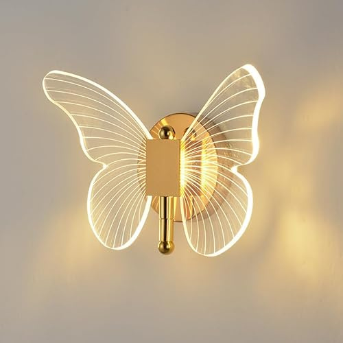ELINKUME LED Kreativer Schmetterling Wandleuchte,3 Farben Dimmbare Acryl Wandlampe,Schlafzimmer Nachttisch Innen Wandleuchten für Wohnzimmer,Flur Moderne Dekorative Beleuchtung