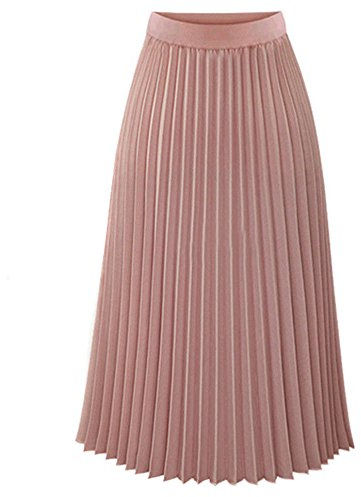 Plisseerock Lang Sommerrock Einfarbig Faltenrock Damen High Waist A-Linie Langer Rock Sommer Stretch Casual Elegant Plissee Moden Sommerröcke Midi Röcke