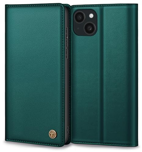 Thorhülle Handyhülle für iPhone 14 Hülle, Premium Lederhülle Schutzhülle Tasche für iPhone 14 Hülle Wallet Kartenfach Standfunktion Flip Case für iPhone 14 Klappbar,Blau Grün