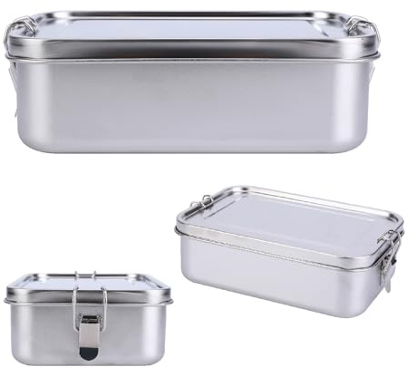 Stainless Steel Lunch Box with Lock Clip BPA Free Safe Camp Travel School | 1400ML Bento Box Lunchbox Food Storage Containers, Portable Lunch Snack Boxes, Leakproof Snack Box Dishwasher Freezer Safe