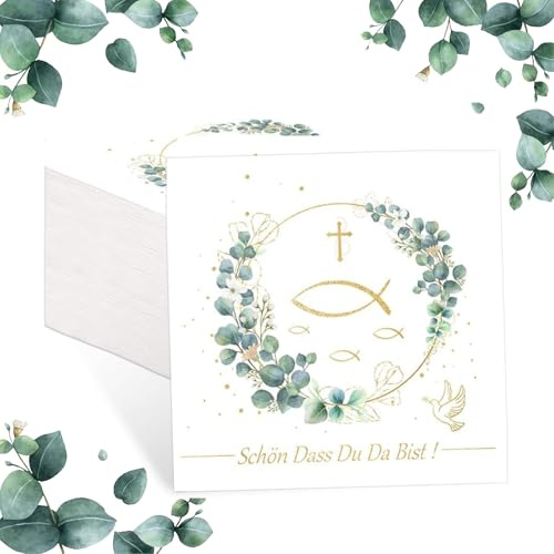 60 Einmalservietten Schön, Streudeko Kommunion, Tischdeko Taufe Junge Mädchen, Strapazierfähig, Saugstark - Servietten Geburtstag & Weihnachten Für Firmung Konfirmation Babyshowerparty Taufdeko