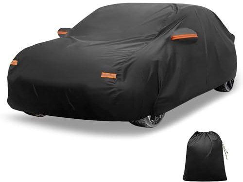 X AUTOHAUX Aluminum Film Car Cover for Honda Accord with Zipper | Outdoor Waterproof Sun Rain Snow Hail Protection, Left Side Door Zipper