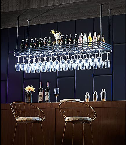 Luxus Hängendes Weinregal mit Glashalter für Zuhause, Bar und Küche, kreatives Upside-Down-Weinglas-Aufbewahrungsregal für Weinschrank, moderne Decke, Weinaufhängerregal