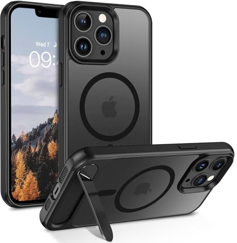GaoBao für iPhone 13 Pro Max Magsafe Hülle mit Unsichtbarer Titan Flügelständer, Handyhülle iPhone 13 Pro Max Case Durchscheinend Stoßfest 360 Hülle Magnetisch für iPhone 13 Pro Max, Schwarz