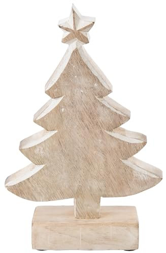 Brandsseller Weihnachtsdeko aus Mangoholz ca.23x15x5 cm Winterdeko Advent Dekoration Aufsteller Tannenbaum