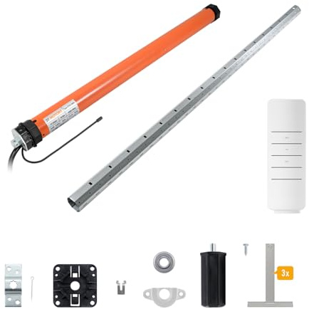 3T-MOTORS Funk-Rollladenmotor Komplettset mit Fernbedienung HSZ1, SW40 Welle 1,10 m, 3T35-10RBX (Zugkraft 10 Nm/25 kg) Rollladenantrieb mit elektronischen Endschaltern, bidirektional