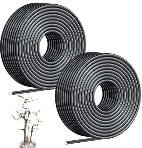 2 Stück Bonsai Draht, 4 mm Bonsai Aluminiumdraht, 10 Meter Draht Kreis Pflanzen, Flexibler Eisendraht, Eloxiertes Aluminium Draht, Kreatives Kit für Pflanzen und Bäume(Schwarz)