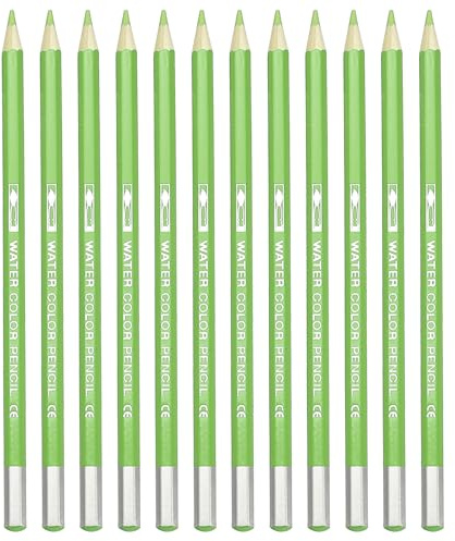 PATIKIL Lápiz acuarelable, 12 unidades de lápices solubles en agua para mezclar, colorear, dibujar bocetos, pintar, verde amarillo