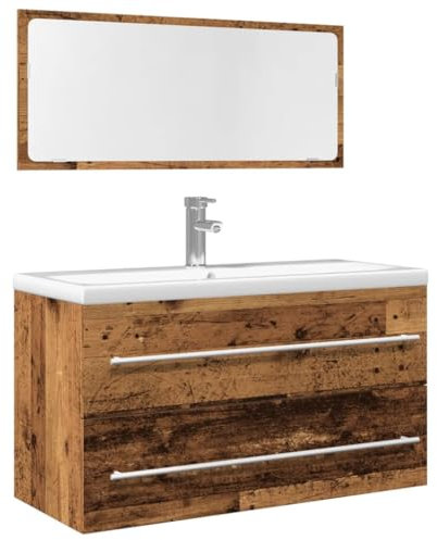 AJJHUUKI Outdoor-Möbel-2-teiliges Badmöbel-Set aus Altholz Holz-Möbel
