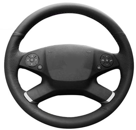 Lenkradbezug DIY Schwarzes Kunstleder Handgenähtes Autolenkradbezug Für Mercedes Für Benz E-Klasse W212 E 300 260 200 2009-2013 Lenkradschutz(Schwarz)