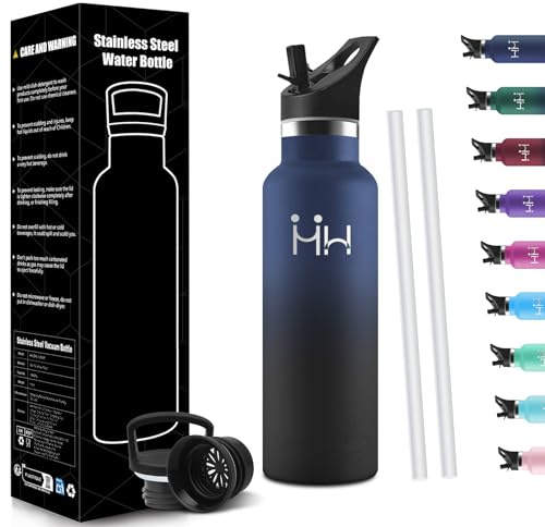HoneyHolly Botella Agua Acero Inoxidable 500ml, Termo Agua Fria, Cantimplora Termica Sin BPA, Doble Pared, Botella para Niños y Adultos, Botella Acero Inoxidable para Deporte, Oficina, Yoga