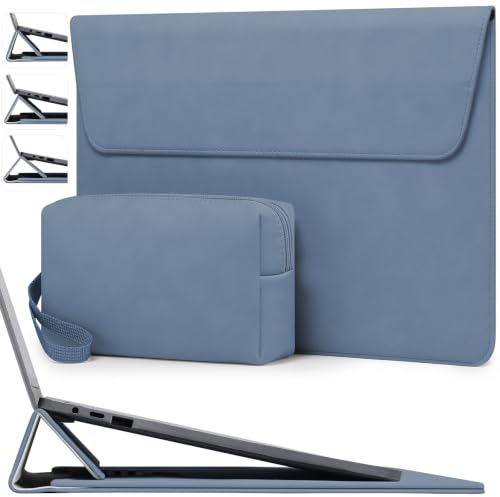 HYZUO 15-16 Zoll Laptophülle mit Verstellbarem Ständer, Haze Blau | für MacBook Pro 16 M5/M4/M3/M2/M1 Pro/Max A3428 A3429 2026-2019, XPS 15, MacBook Pro 15 2015-2012, HP Envy 15,6