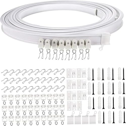 Kit de carril de cortina de techo de 5 metros con ganchos y grapas flexibles para decoración del hogar