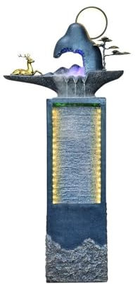 yixinzi-2024 Fuente de pie Paisaje de Agua fluyente, Moderno Paisaje Circular de Agua, Entrada, terraza, Fuente, rocalla, decoración de Suelo. Fuente Independiente