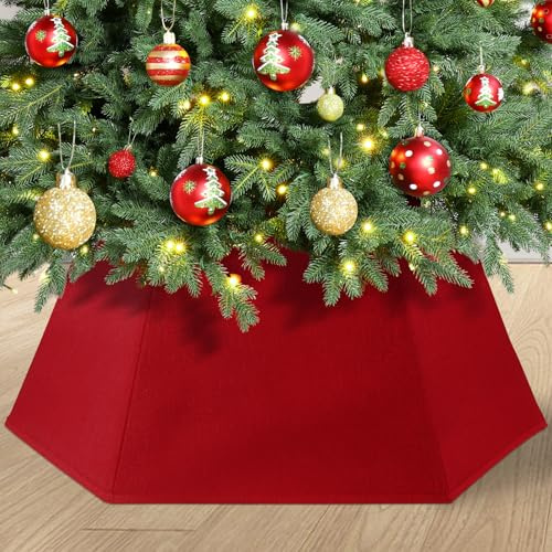 DTYDECLE Christmas Collar Cover, Red Folding Christmas Tree Skirt Xmas Tree Stand Base Cover for Xmas Tree Decorations