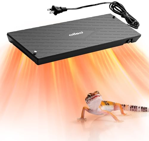Oiibo Reptile Heat Panel Adjustable Temperature 60W Reptile Heater for Terrariums, Energy Efficient & Non-Light Reptiles Heating Plate for Snakes,Crested Gecko,Leopard,Turtles