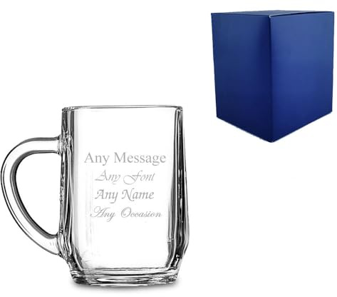 Personalised Engraved 10oz Half Pint Beer Tankard Glass with Gift Box | Custom Beer Mugs, Birthday Gifts for Him, Best Man Groomsmen Gift, Wedding Glasses