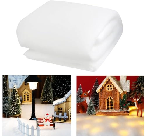 ETONSUNNY Neve Finta Natalizia,240 * 80cm Neve Artificiale per Decorazioni,Soffice,Morbido e Candido di Decorazioni Albero di Natale,Neve Finta Decorazioni Natalizie (5M LED Luce)