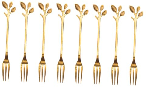 ZUNOXAZ 8 pièces Fourchettes à Fruits Acier Inoxydable Doré Fourchettes à Dessert avec Design Antirouille et Facile à Nettoyer pour Maison Restaurant et Camping