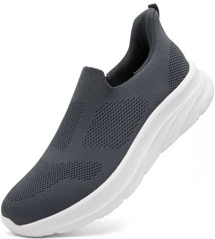 Dhinash Fashion Trainers Mens Slip on Trainers Casual Lightweight Breathable Nordic Walking Shoes Road Running Shoes Outdoor Sports Gym Athletic Fitness Sneakers