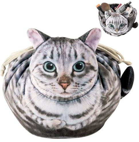 MLPKOI Gatito Bolsa De Maquillaje Diseño De Cordón, Neceser Mujer Grande Maquillaje, Grande Bolsas de Aseo Neceser Viaje, Portátil Neceser Maquillaje Viaje, Organizador de Belleza Ideal para Regalar
