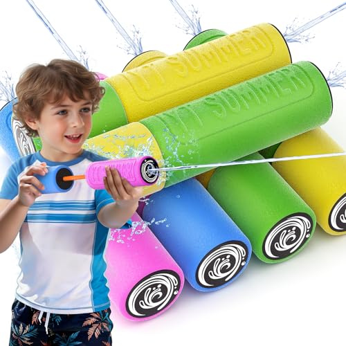 6er Set Schaumstoff-Wasserpistolen für Kinder, 16cm weiche Foam Water Blaster, sichere Spielzeugpistolen für Pool Strand Garten, Sommer Wasserspielzeug für Jungen Mädchen ab 3 Jahre