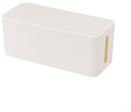 1 boîte de gestion des câbles pour l'organisation des cordons et des fils, matériau, couvercle aspect bois, organiseur de câbles de bureau avec étagère de rangement, blanc (32,1 x