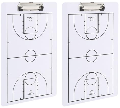 JECOMPRIS Lot de 2 Tableaux Tactiques de Basketball en Pvc, Effaçables à Sec, Légers et Résistants, Format Compact pour Entraînement et Matchs, Équipement D'entraîneur Portable pour Sports