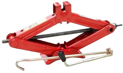 Cric à Ciseaux Capacité en Acier de kit Voiture cric d'ascenseur Ciseaux 1,5 tonnes 3000 Livres Noir Rouge(Red)