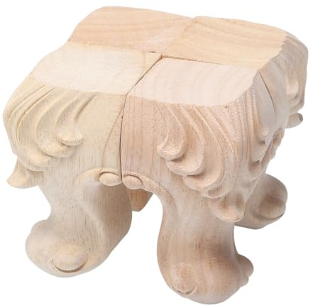 Healvian 4 Stück Möbelfüße Vintage aus Massiver Holz Geschnitzte Retro Möbelbeine im Europäischen Stil Hohe Tragfähigkeit für Sofa und Kommode im Alltag