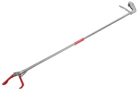 YARNOW Pince à Serpents Pliable à Bras Long en Acier Inoxydable 47 Pouces | Large Mâchoire, Poignée Rabattable, Usage Extérieur et Camping, pour Seniors, Argenté
