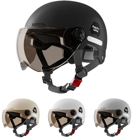 MOTORCYCLE HALV HEALSEGAR | Motorcykel öppen ansiktshjälm med solvisir | Multisport Protection Cruiser Scooter Half Helmet, Safety Hat for Riding, Cycling, Outdoor Sports, ATV Cruiser