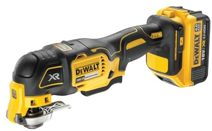 Dewalt 18 Volt oszillierendes Akku-Multi-Tool DCS355M2 (inkl. 35-tlg. Zubehör-Set für die wichtigsten Schleif- und Sägeanwendungen, 2x 18 Volt / 4 Ah Li-Ion Akkus, Ladegerät, LED-Arbeitslampe)