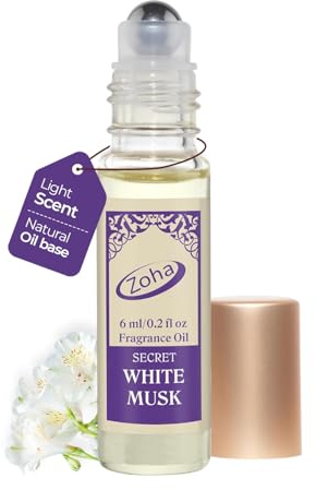 Zoha White Musk | Roll on Perfumes for Women & Men | Alcohol-free Fresh Perfume Oil | Travel Size Long Lasting Fragrance | 6ml Roller
