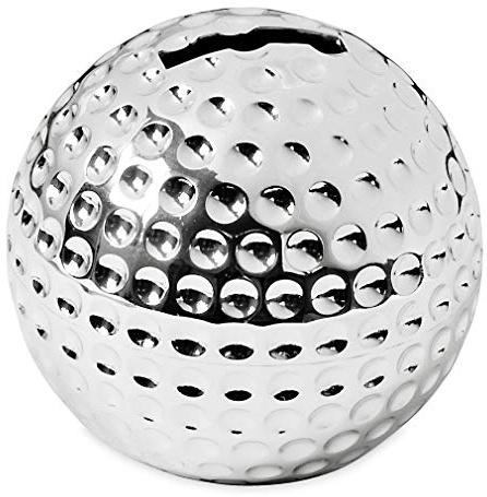 EDZARD Spardose Golfball (H 8 cm), edel versilbert, anlaufgeschützt | Golfer Accessoire, Sportler, silberfarben, Geschenkidee, Sparschwein, Sparkasse, Sparbüchse
