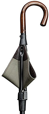 Gehstock Sitzstock PIRSCHSITZ mit einem Griff aus echtem Kastanienholz,Sitzfläche aus englischem Sattler- Rindsleder mit Segeltuch unterlegt, Stock aus eloxiertem Leichtmetall, höhenverstellbar.