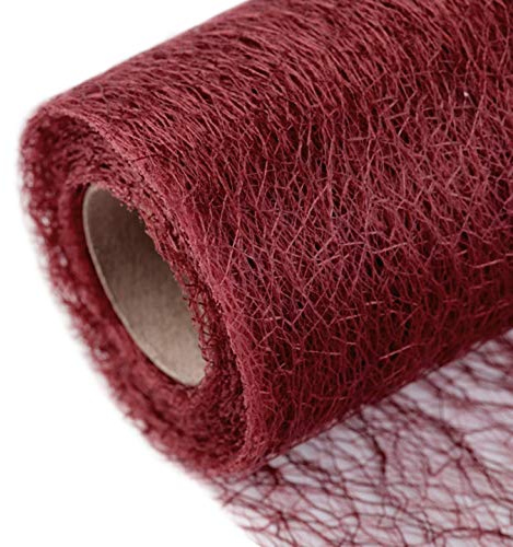 Schnoschi Dekostoff bordeaux, rulle 9 m x 30 cm, bordslöpare, dekonet, bordsband, nätmaterial, textilnätväv