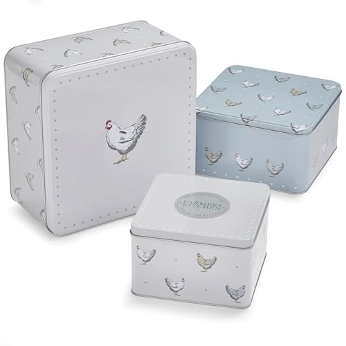 Cooksmart England Set of 3 Cake Storage Tins, Nesting Design | British designed, stackable storage tins, ideal for cakes and biscuits, durable kitchen organisation accessory