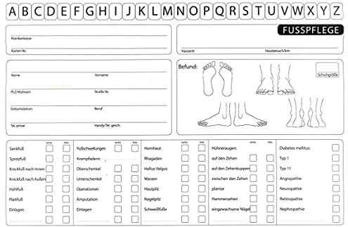 Karteikarten für Fußpflege/Pediküre. (25) | KLAPPKARTEN