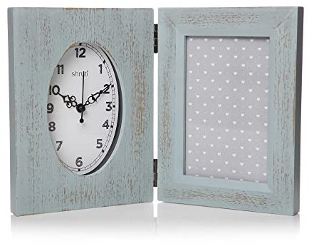 Shruti | Doppia Cornice Fotografica | Orologio Blu | 4x6