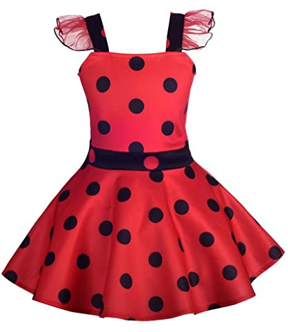 Lito Angels Kinder Mädchen Ladybug Marienkäfer Kleid Polka Dots Halloween Kostüm Geburtstagskleid Party Outfit