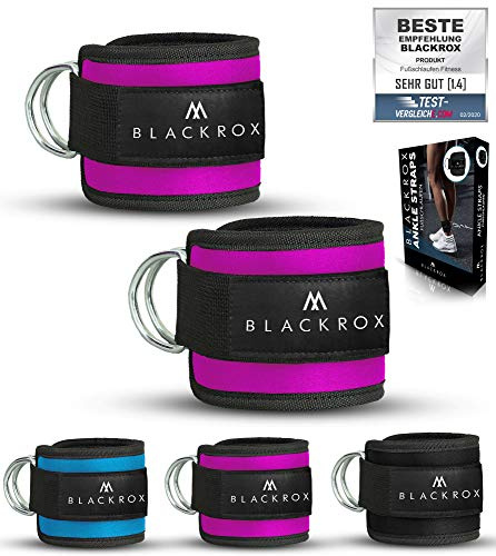 BLACKROX Fußschlaufe Kabelzug - Vergleichssieger - Ankle Straps 2er set - Training - Sport Gewichtsmanschette Damen & Herren Fitness Training - Fußfesseln - Fitnessstudio 2 Stück