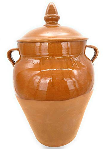 Tinaja de barro para aceitunas con tapa 15l. 50cm.